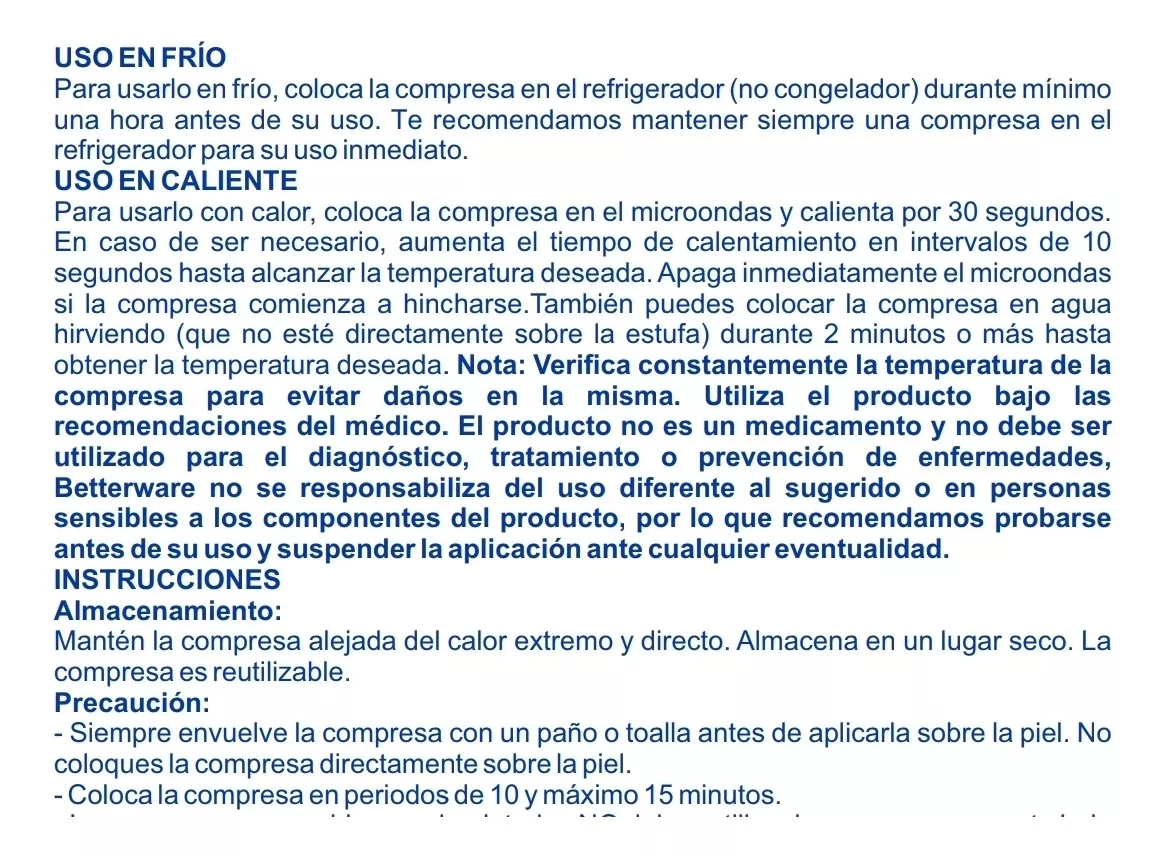 Compresa De Gel Pack Frío Y Caliente Betterware