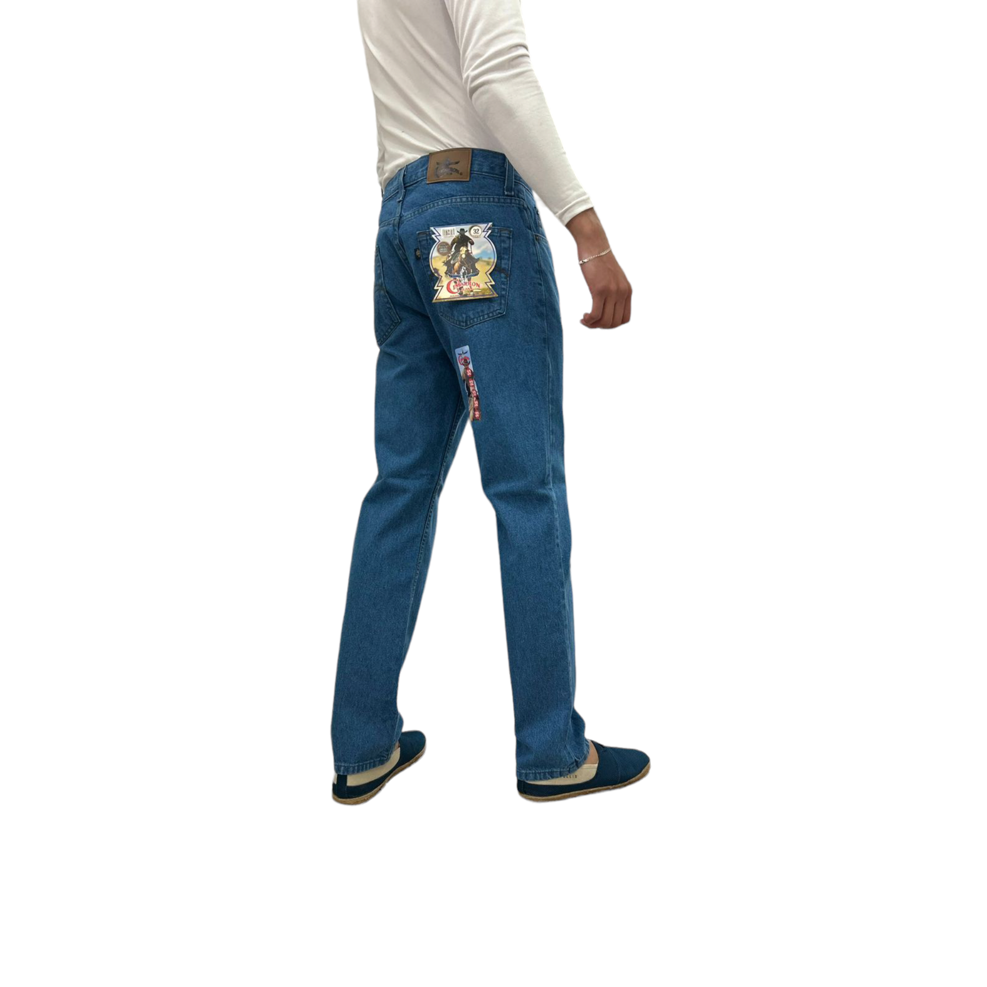 Pantalón Jeans Mezclilla Cimarrón Recto Hombre 100% Algodón Azul Claro.