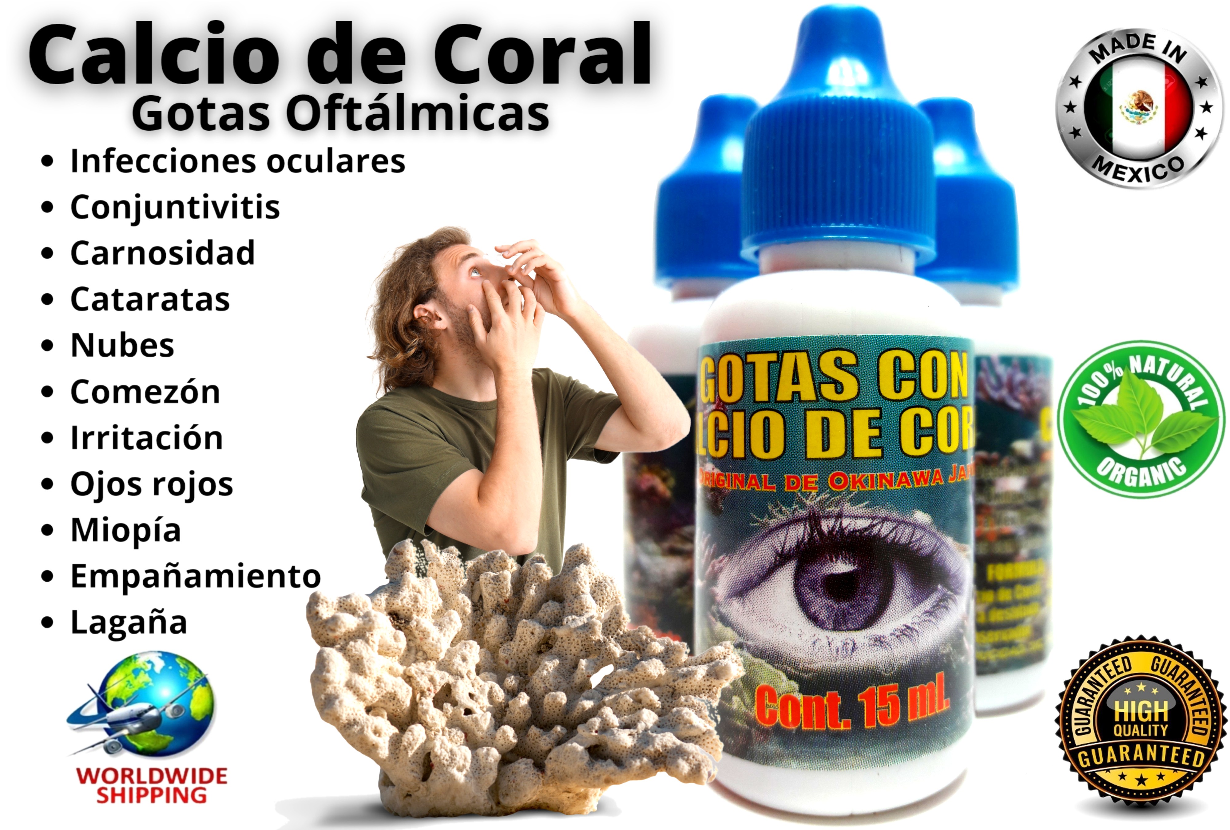 Calcio de Coral gotas oftálmicas 100% Natural Original Okinawa Japón 