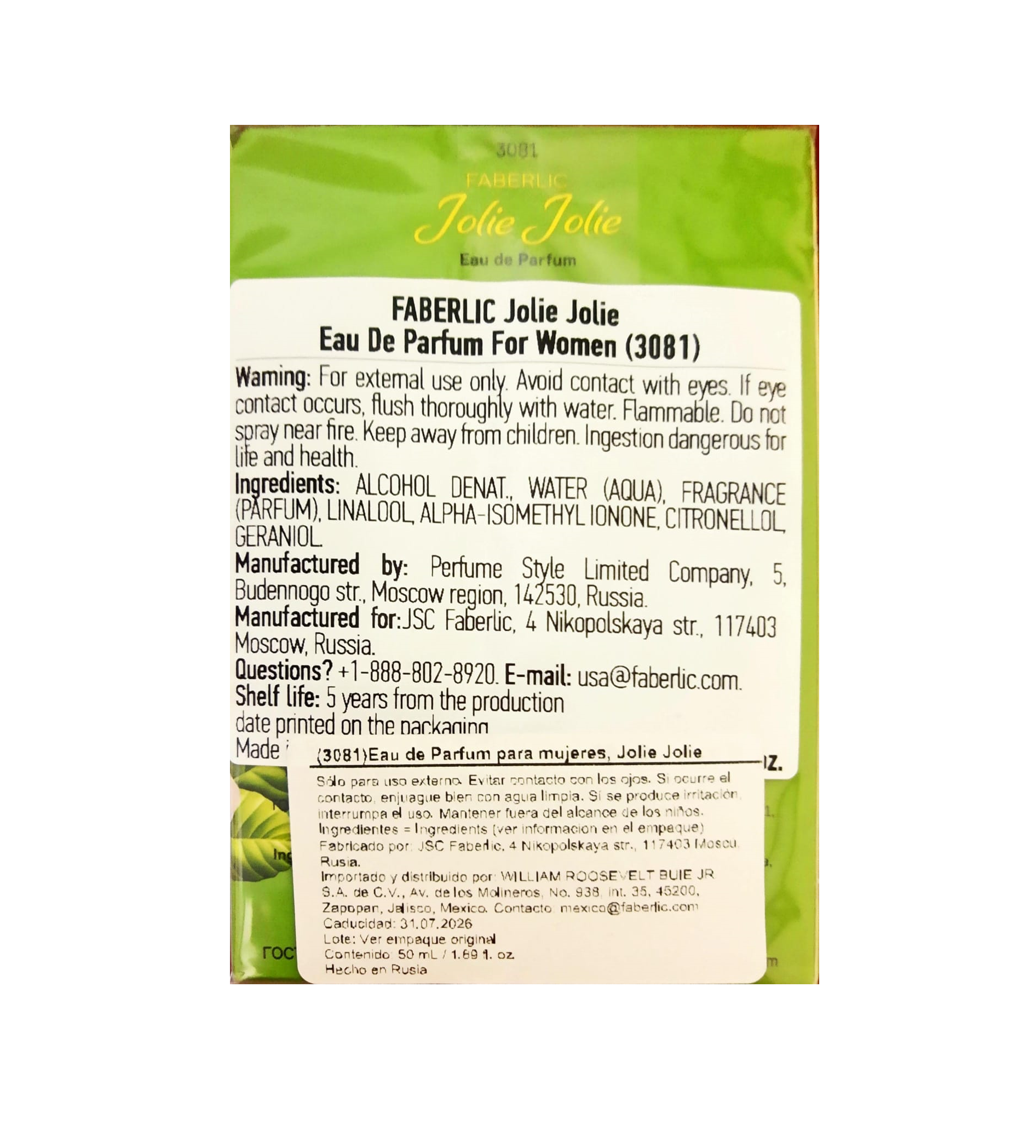 Jolie Jolie Faberlic Importado Rusia Original Eau De Parfum
