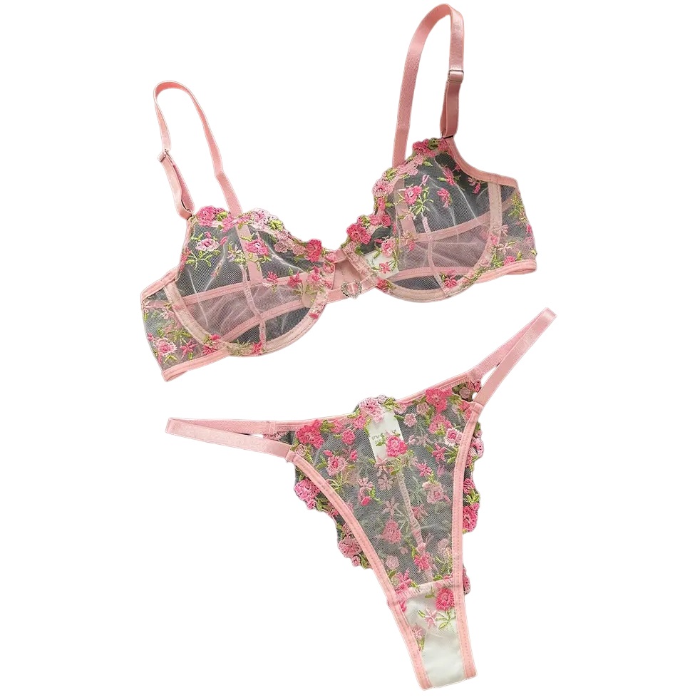 Conjunto brasiere y tanga bordado.