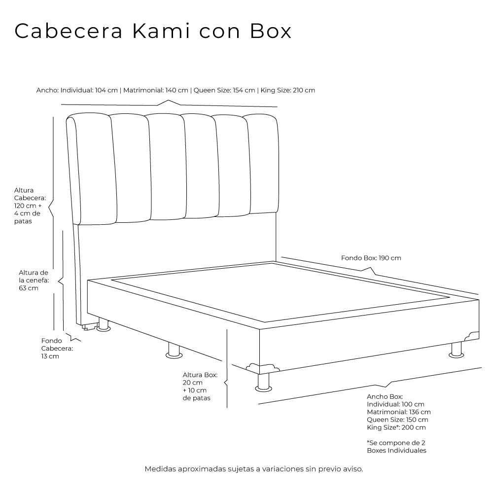 Cabecera Matrimonial  Dicasa Kami con Box Alessa Rosa