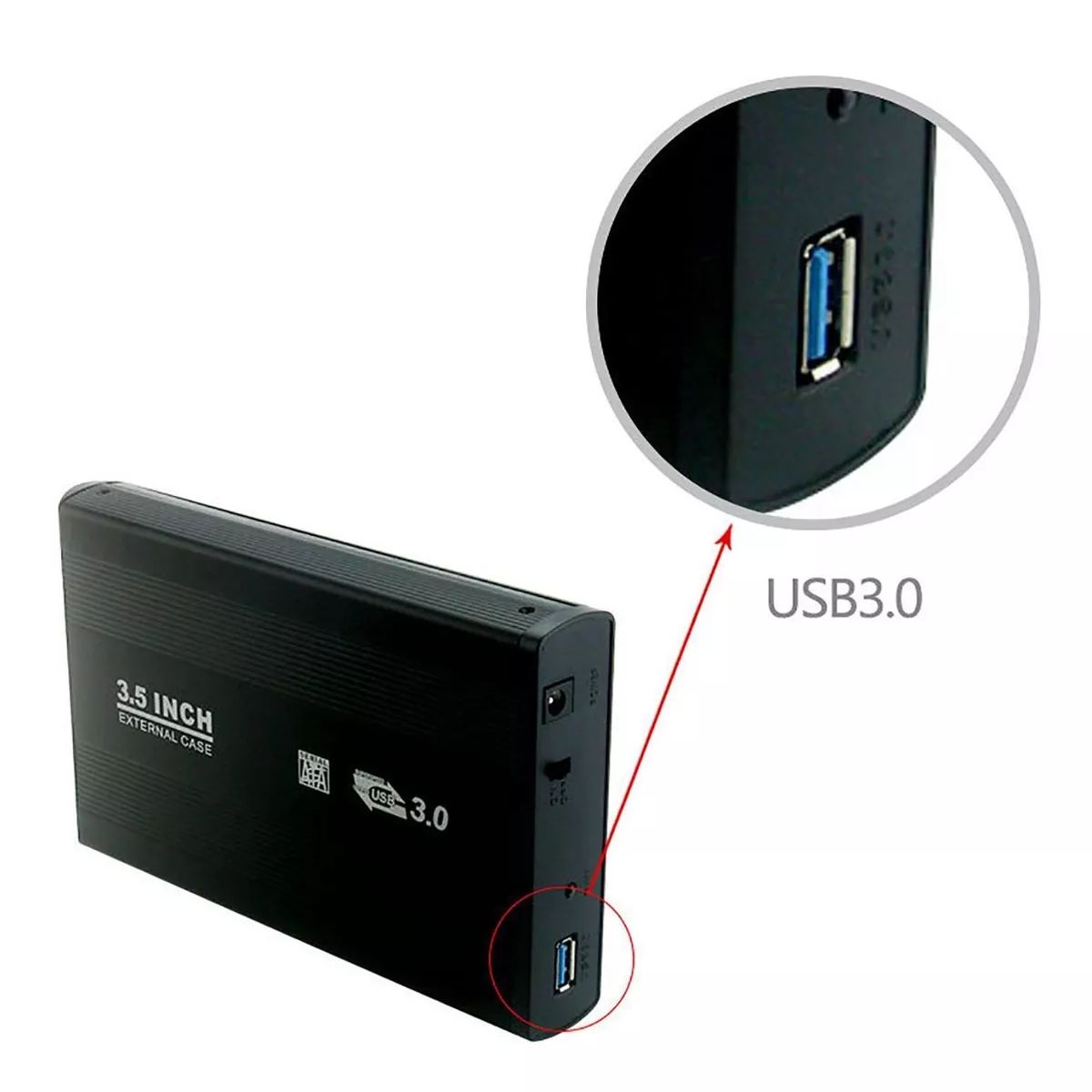 Gabinete Case Para Disco Duro 3.5 Sata A Usb 3.0 Hasta 4tb Plata.