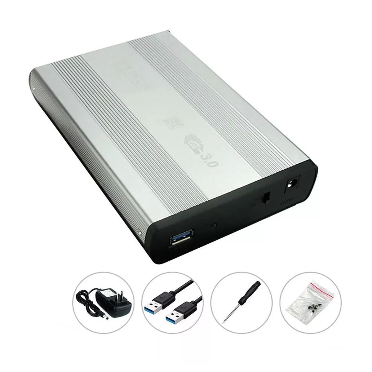 Gabinete Case Para Disco Duro 3.5 Sata A Usb 3.0 Hasta 4tb Plata.