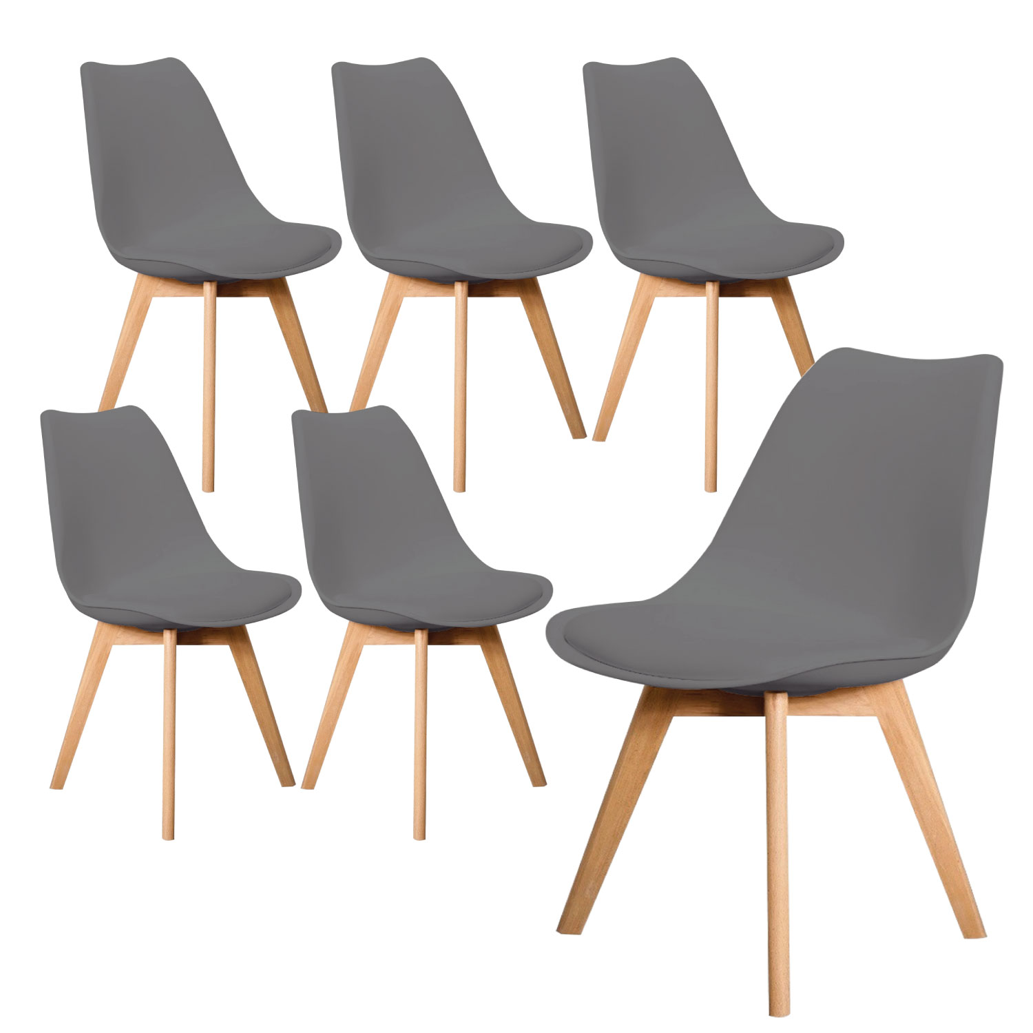 Set/Kit 6 Silla Tulip Eames Acojinada Minimalista Moderna.