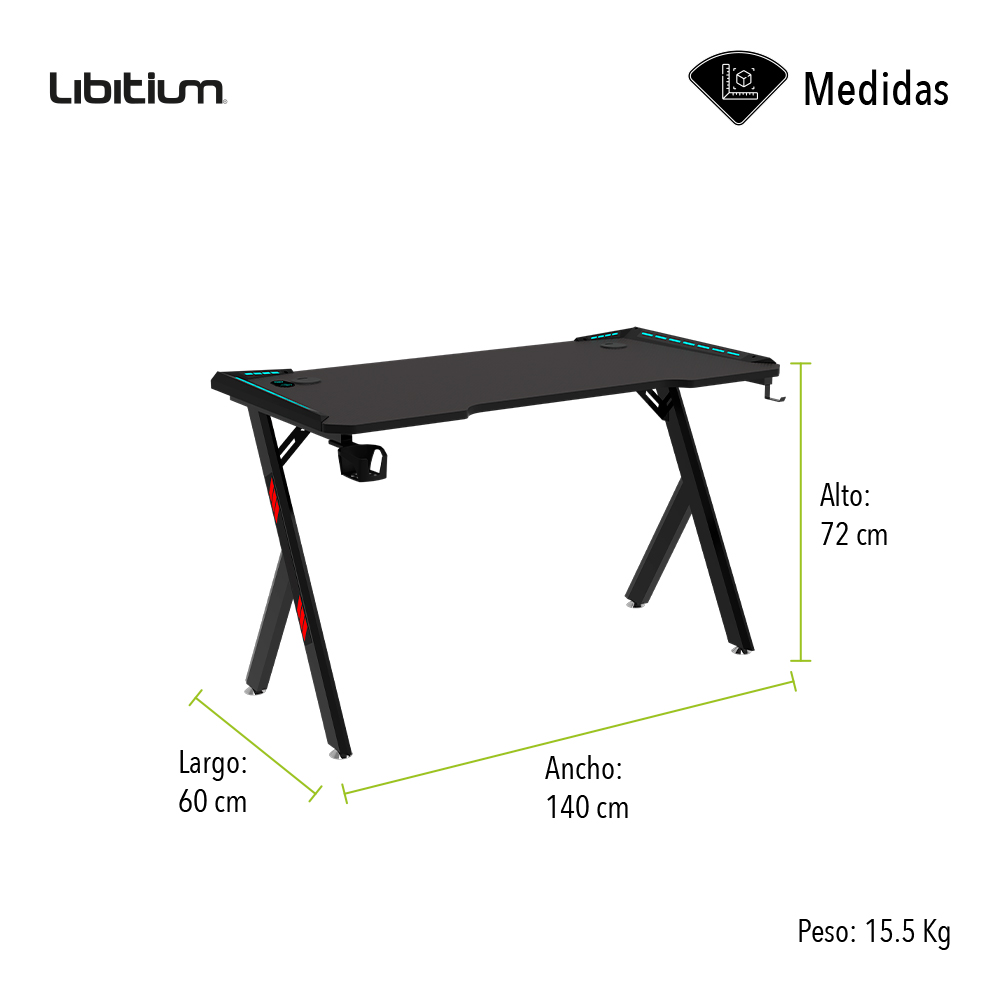 Escritorio Gamer RGB ideal para juegos y streaming.