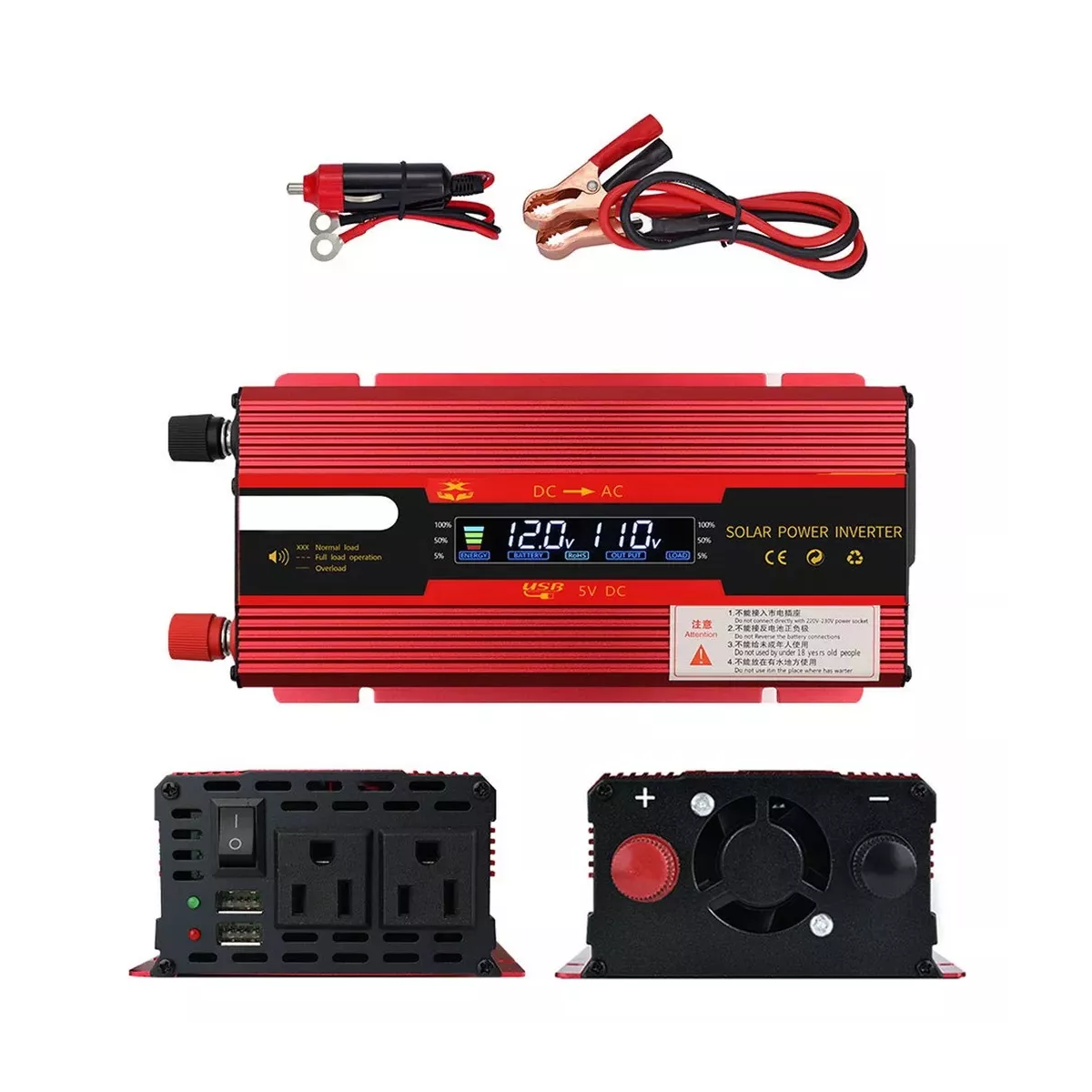 Inversor De Corriente Convertidor Para Auto 4000w- Dc12v/24v