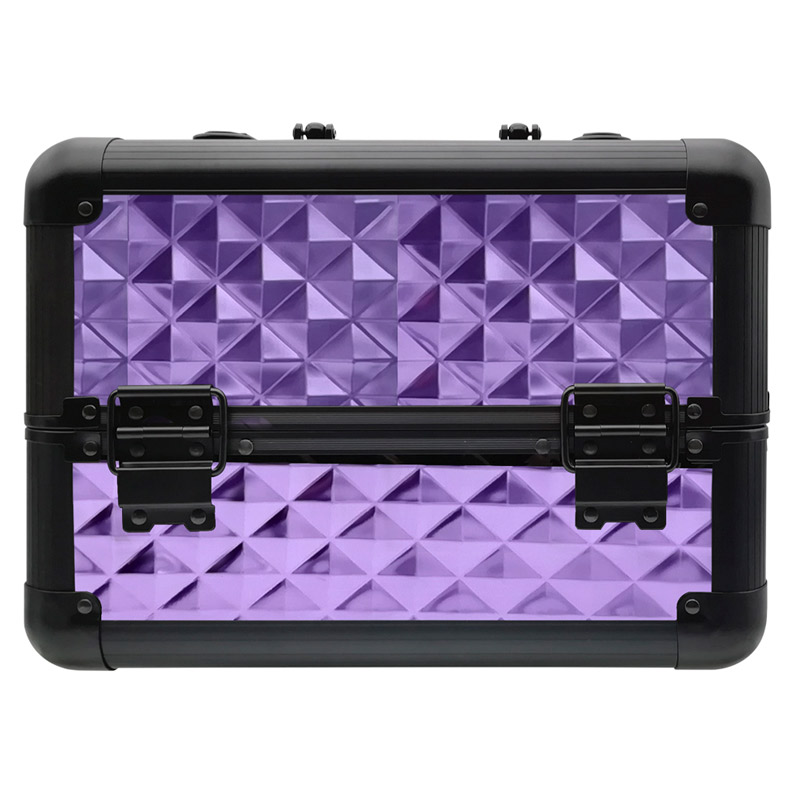 Neceser Cosmetiquera viaje , aluminio profesional diseño rokero con correa , Morado 