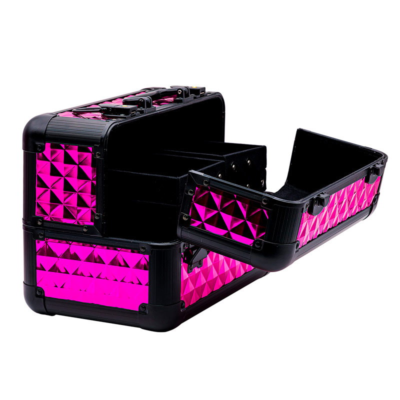 Neceser Cosmetiquera viaje , aluminio profesional diseño roquero con correa , Negro