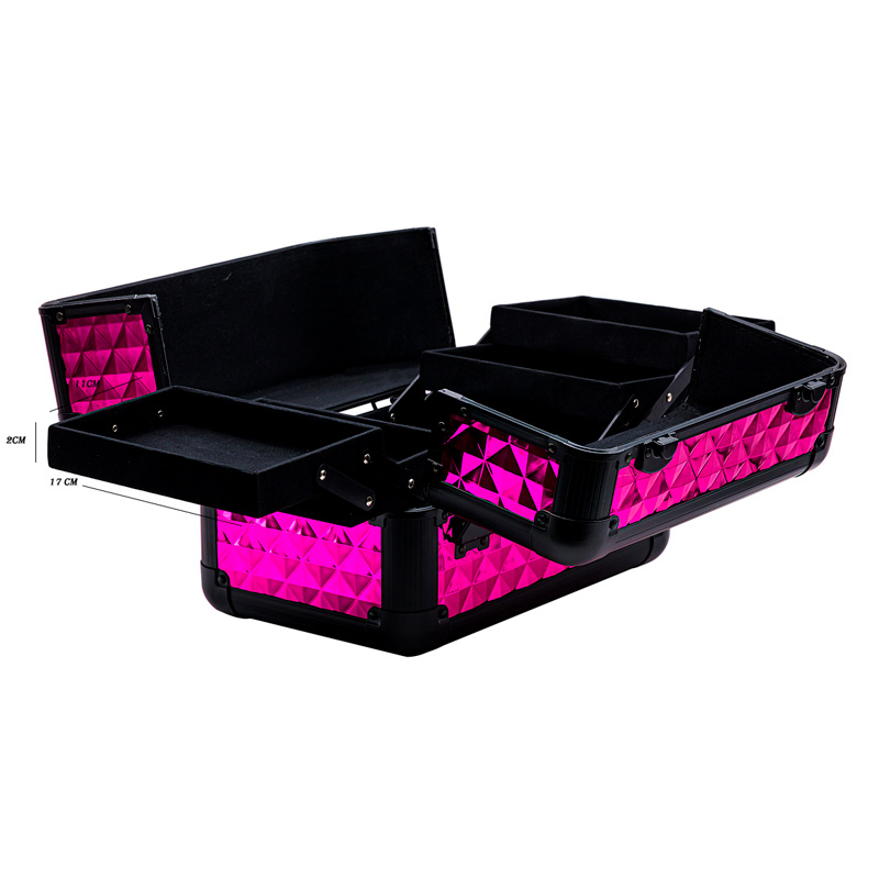 Neceser Cosmetiquera viaje , aluminio profesional diseño roquero con correa , Negro