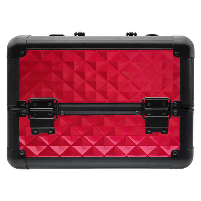 Neceser Cosmetiquera viaje , aluminio profesional diseño roquero con correa Rojo