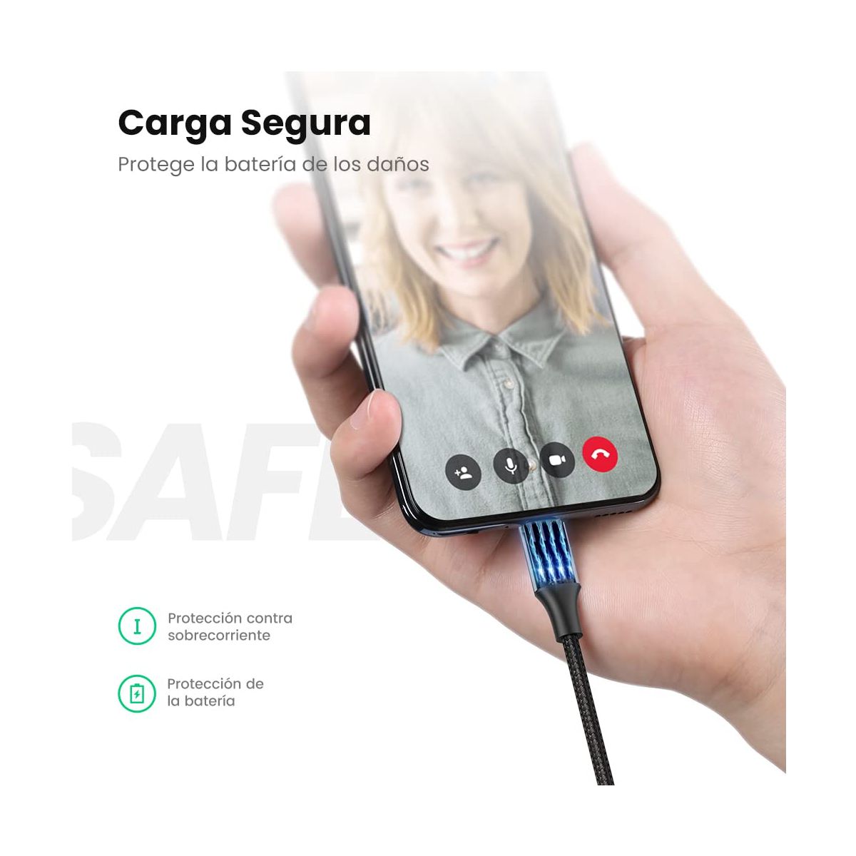 Cable USB-A a Micro USB 1 Metro Carga Rápida QC 3.0 2.0 Transferencia de datos de 480 Mbps  Recarga hasta 18W  Caja de Aluminio Ugreen .