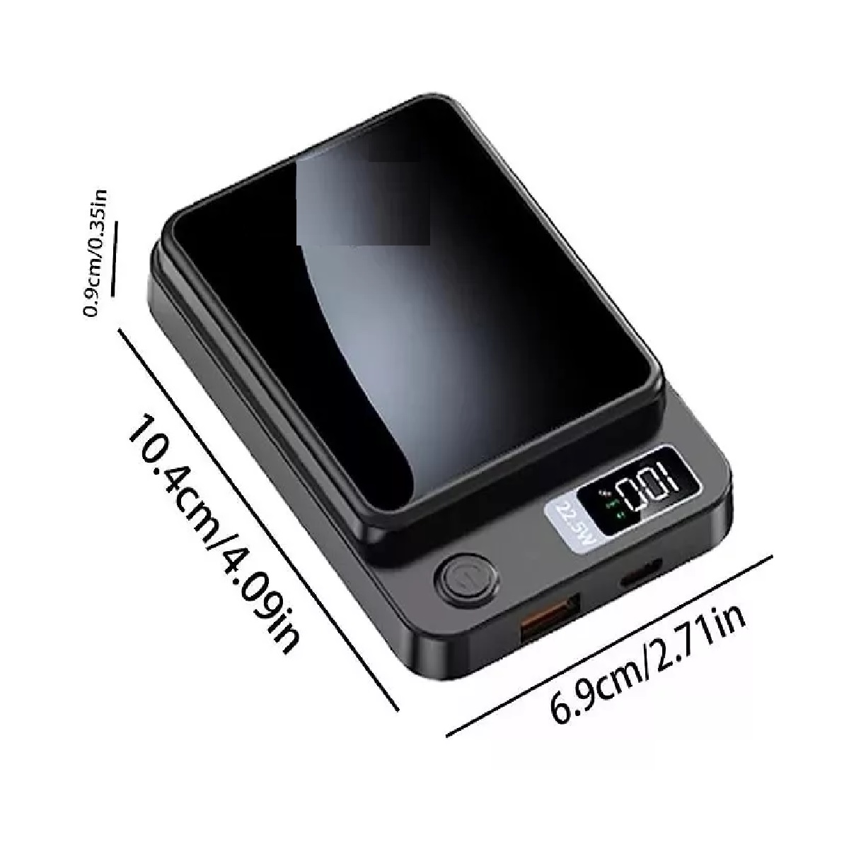 Power Bank Inalámbrico Magnético 10000mah 5.0a 22.5w Usb-c Qi Negro