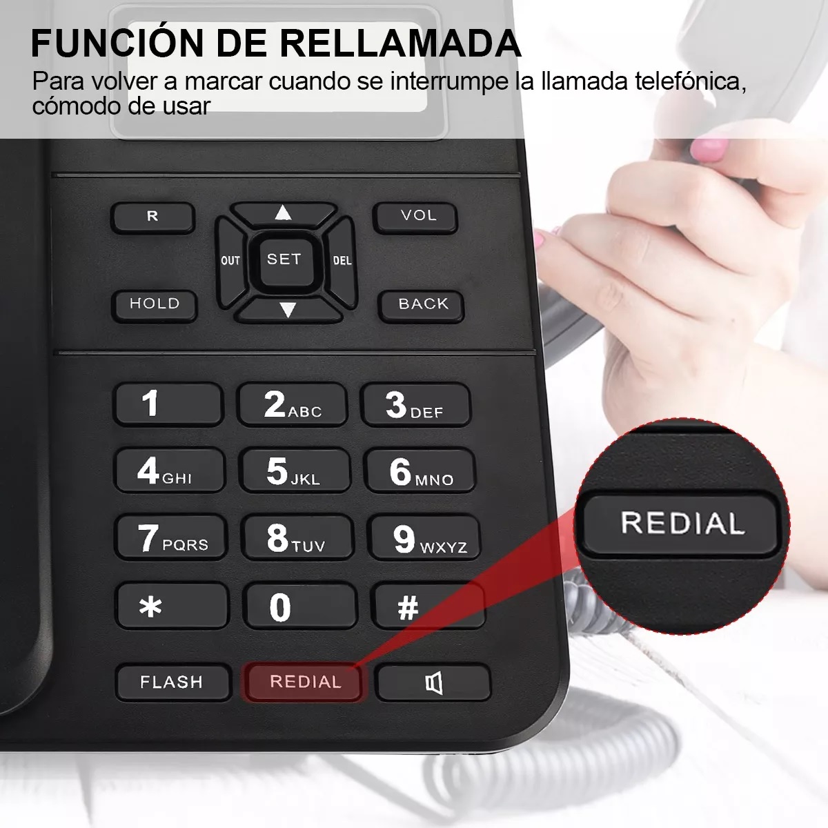 Teléfono Fijo Alambrico Casa Oficina Hotel Con Manos Libres Negro