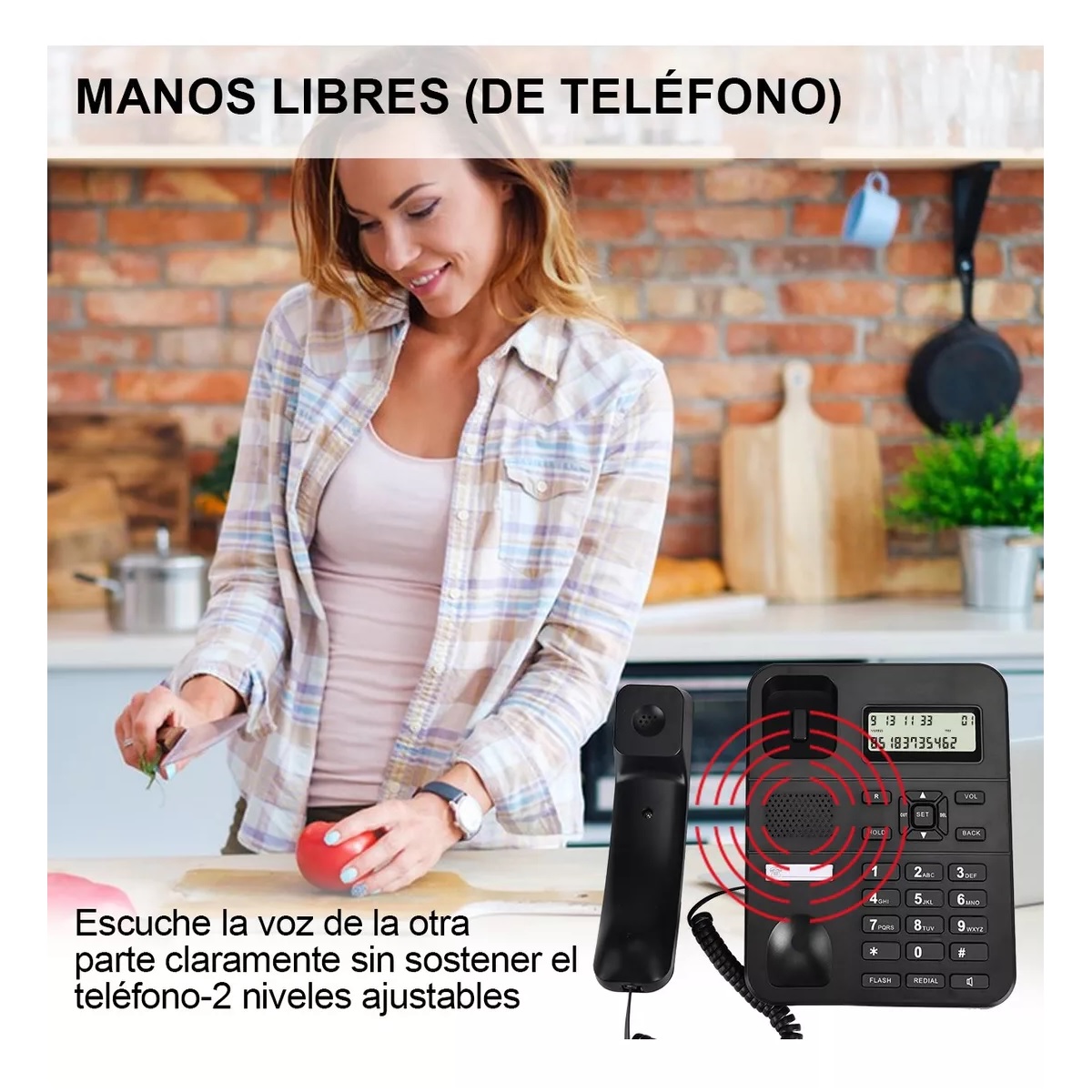 Teléfono Fijo Alambrico Casa Oficina Hotel Con Manos Libres Negro