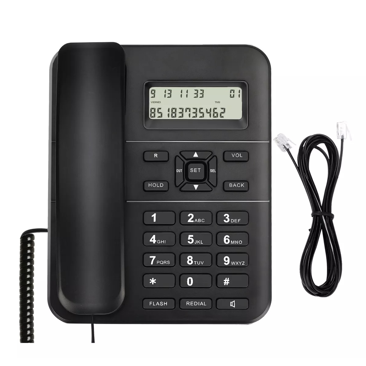 Teléfono Fijo Alambrico Casa Oficina Hotel Con Manos Libres Negro