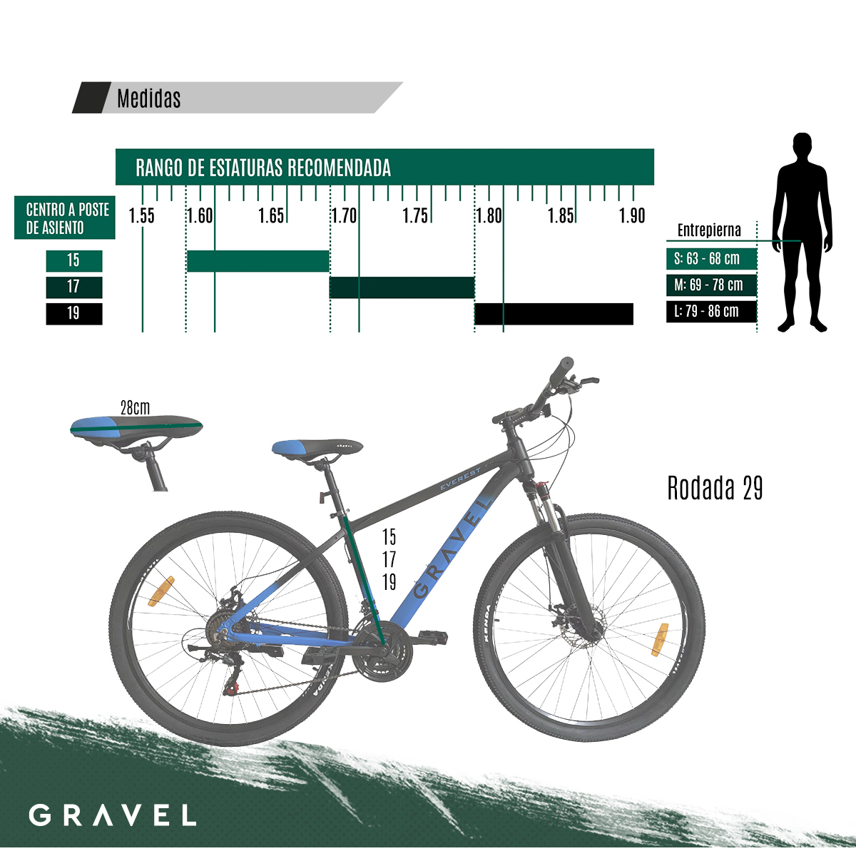 Bicicleta Gravel De Montaña Everest Mtb R29 21v Shimano.