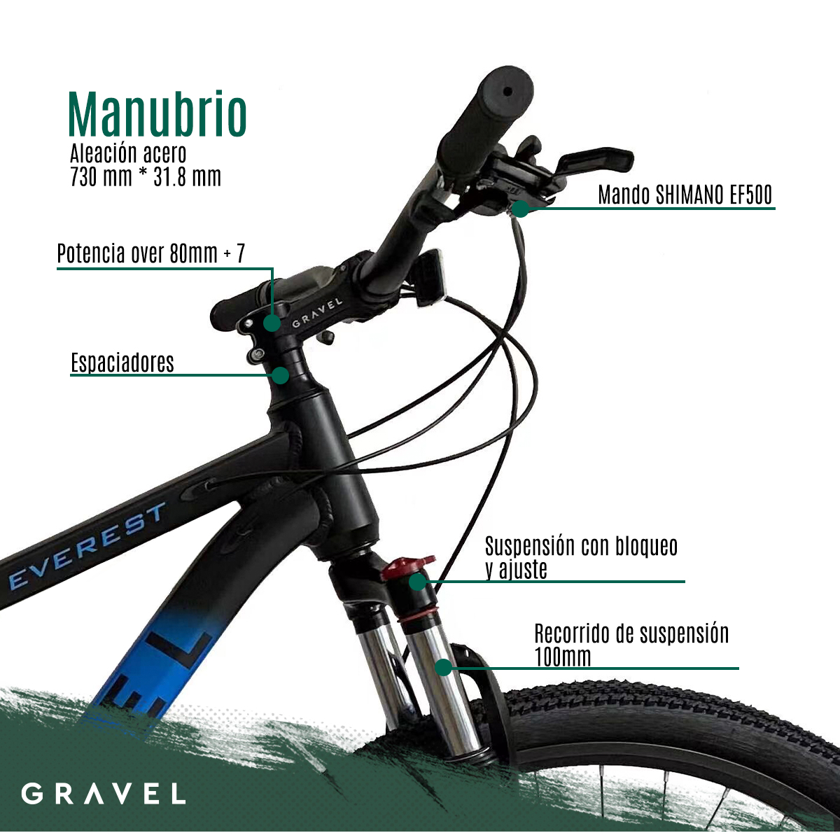 Bicicleta Gravel De Montaña Everest Mtb R29 21v Shimano.