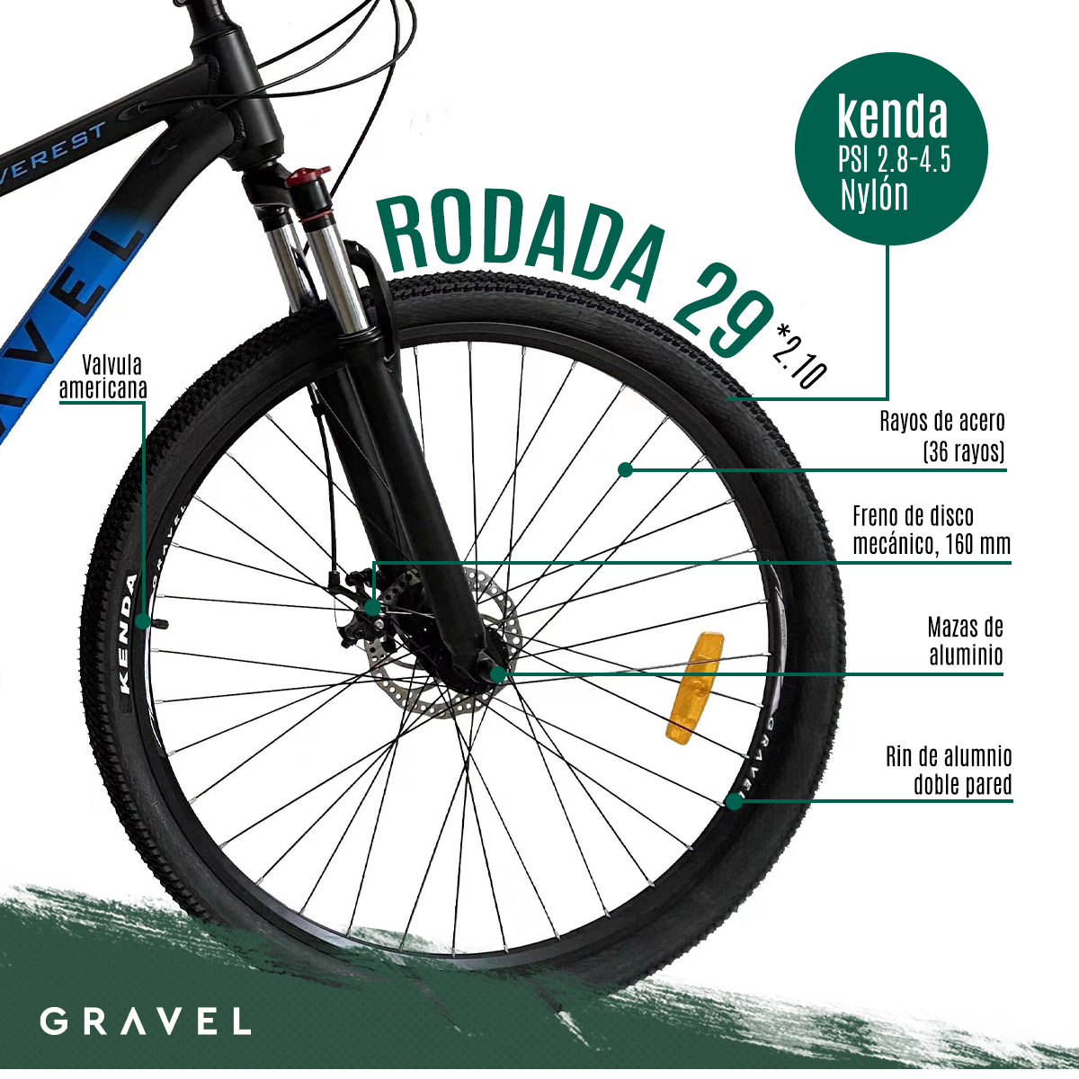 Bicicleta Gravel De Montaña Everest Mtb R29 21v Shimano.