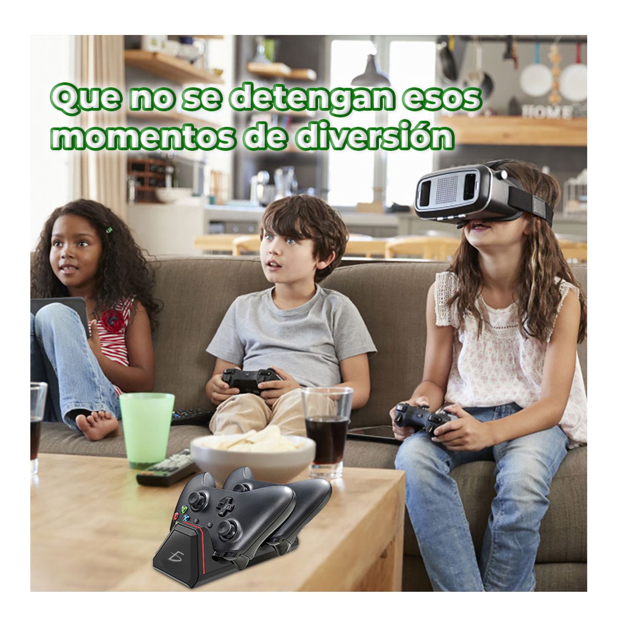 Kit de Cargador y 2 Baterias De Control Xbox One Negro.