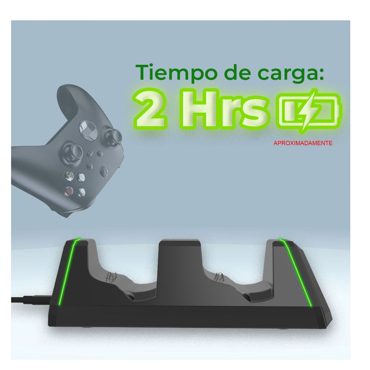 Kit de Cargador y 2 Baterias De Control Xbox One Negro.