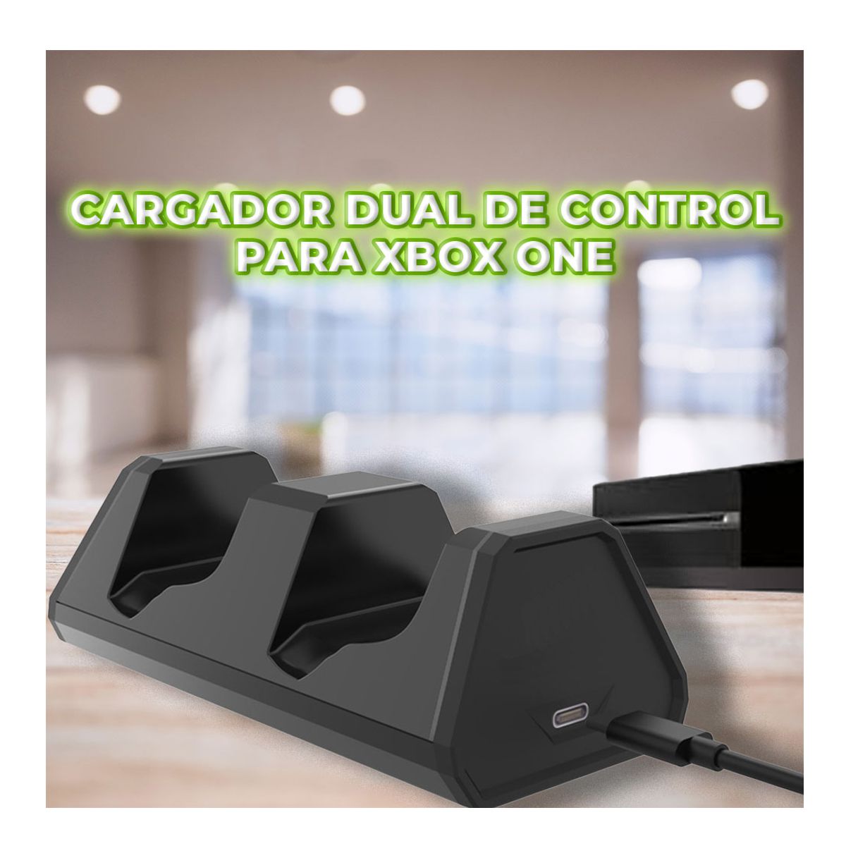 Kit de Cargador y 2 Baterias De Control Xbox One Negro.