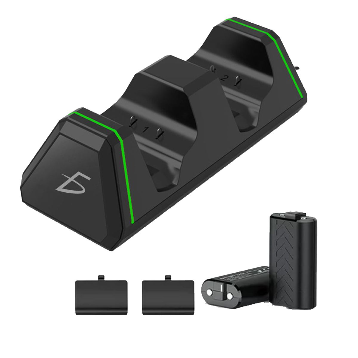 Kit de Cargador y 2 Baterias De Control Xbox One Negro.