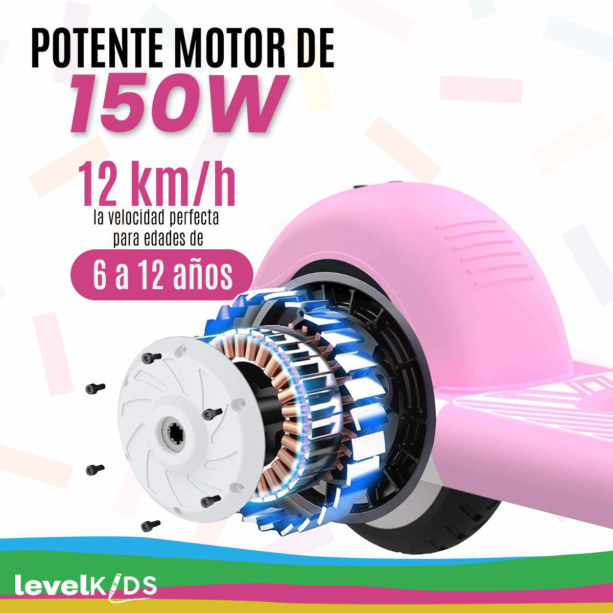 Scooter Eléctrico Para Niños Gotrax Gks 12km/h 150w, Color Rosa.
