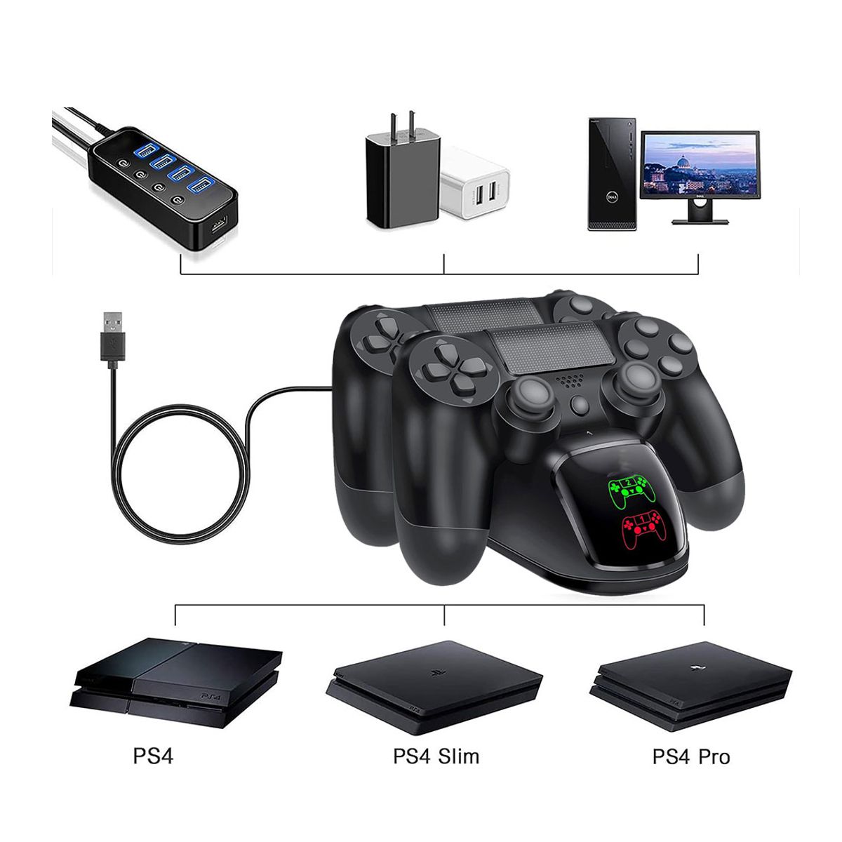 Estacion de Carga Para Dos Controles de PS4 Play Station 4 .