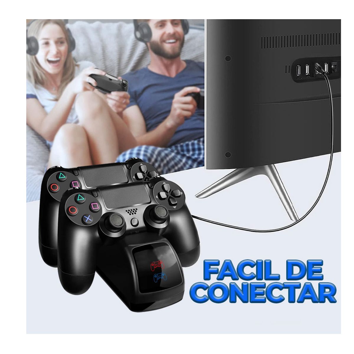 Estacion de Carga Para Dos Controles de PS4 Play Station 4 .