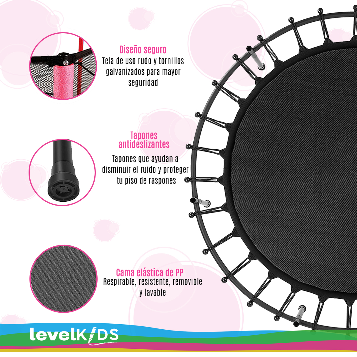 Trampolín Infantil 55 Pulgadas, 1.4 Mts Malla De Seguridad, Color Rojo