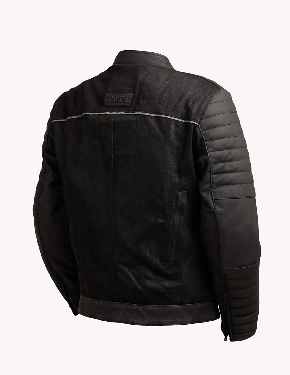 Chamarra Para Motociclista de Piel con Mezclilla Turer