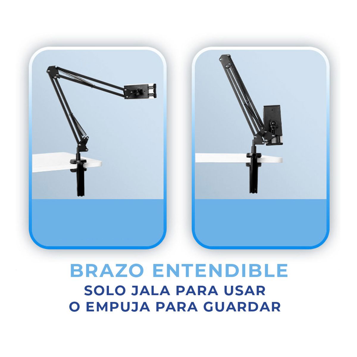 Soporte Brazo Articulado De Escritorio Para Tablet De 12 A 18 Cm De Ancho Negro.