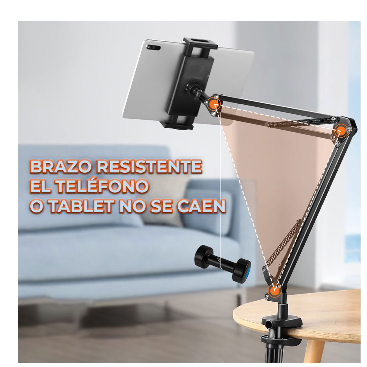 Soporte Brazo Articulado De Escritorio Para Tablet De 12 A 18 Cm De Ancho Negro.