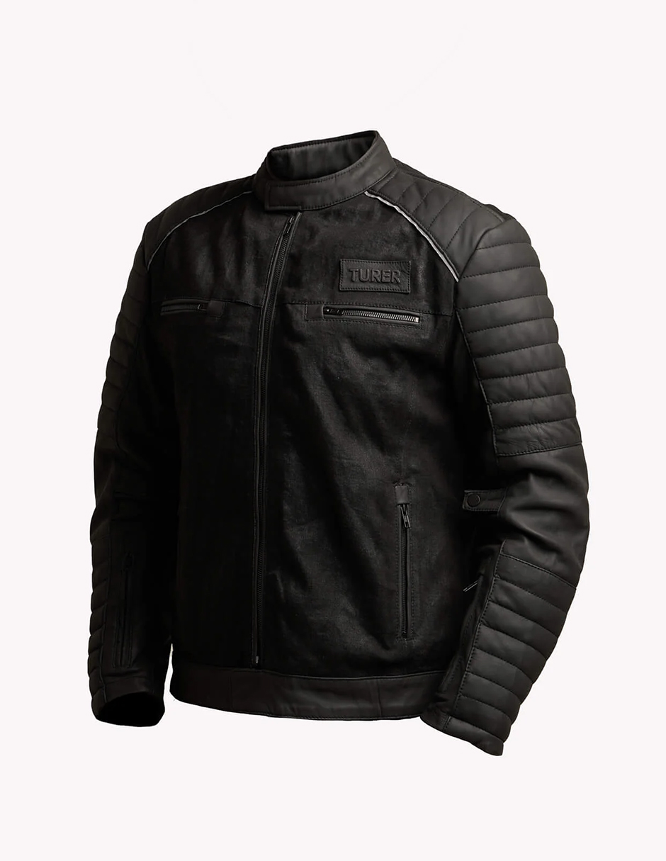 Chamarra Para Motociclista de Piel con Mezclilla Turer