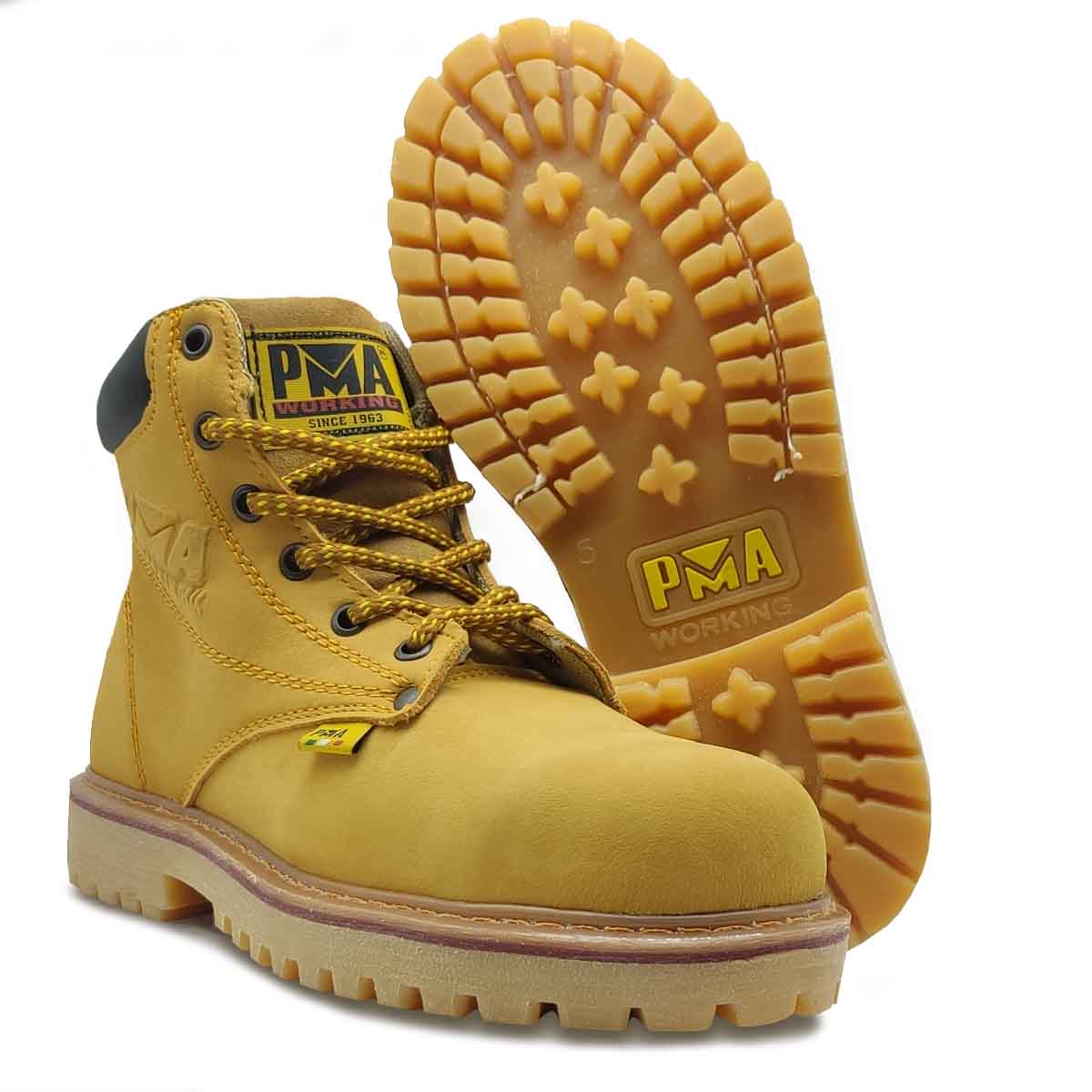 Botas Miel Nobuck Caballero Hombre PMA Industriales Trabajo Con Casquillo