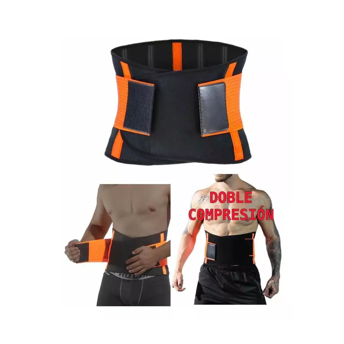 Faja Deportiva Entrenamiento Gym Máxima Calidad Reductora Naranja M