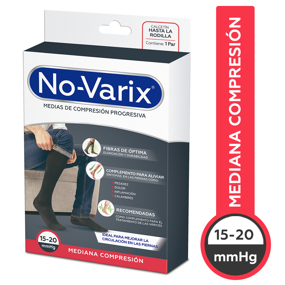 CALCETIN NO-VARIX, COMPRESIÓN: 15-20 mmHG, TALLA: L