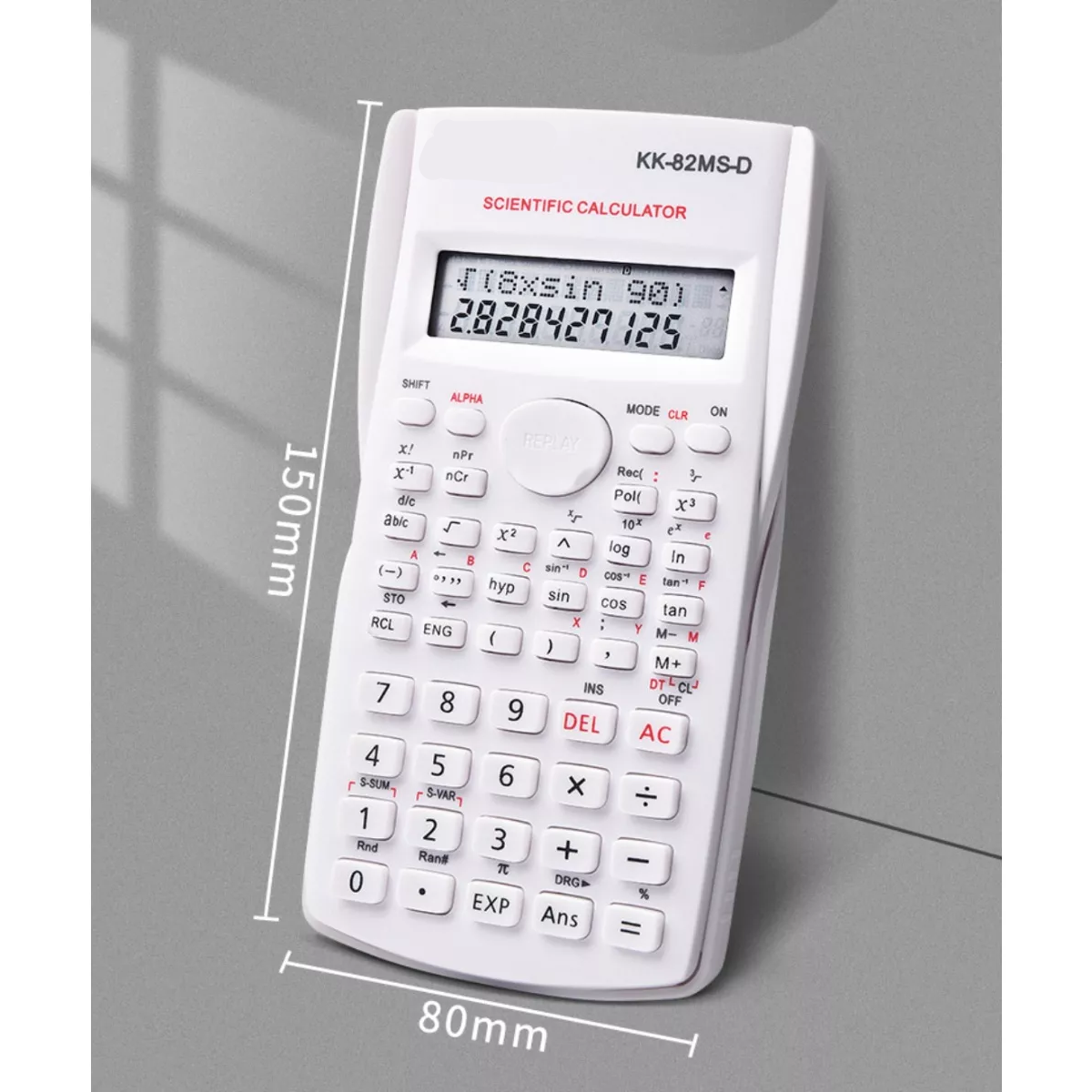 Calculadora, calculadora científica blanca, 19 x 12 x 2 cm, calculadora científica de mesa para estudiantes, alimentación solar y batería, calculadora blanca con