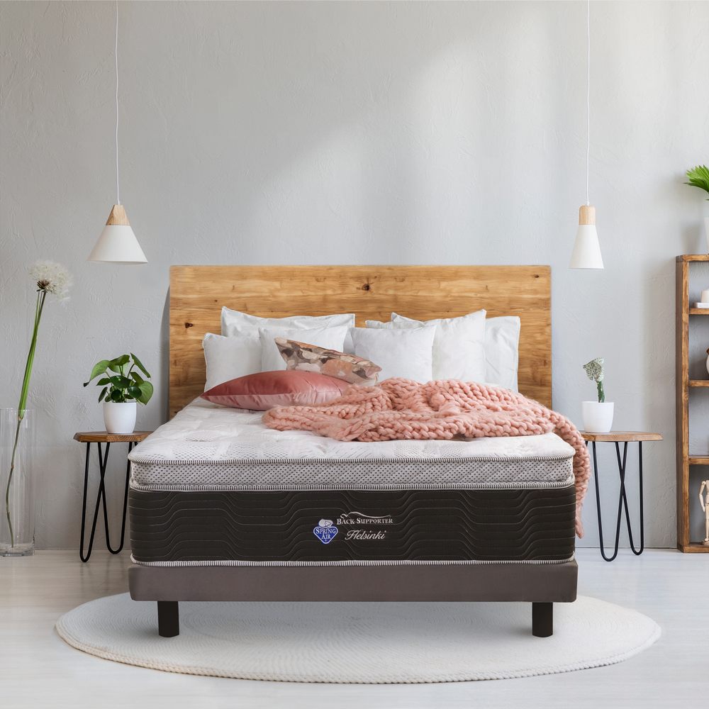 Juego De Box Y Colchon Helsinki Spring Air - Queen Size.