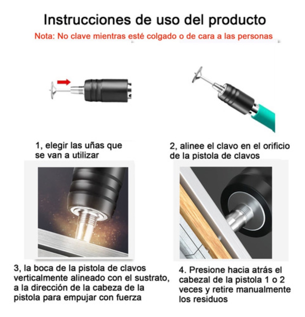 Pistola De Fijación De Pared De Clavos C/100 Clavos Portátil