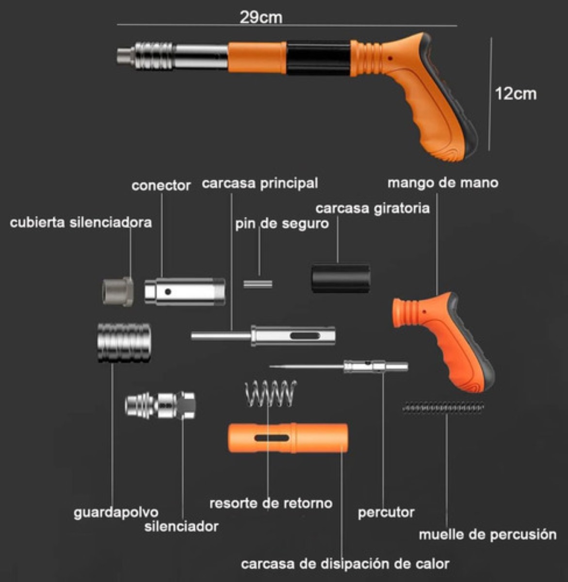 Pistola De Fijación De Pared De Clavos C/100 Clavos Portátil