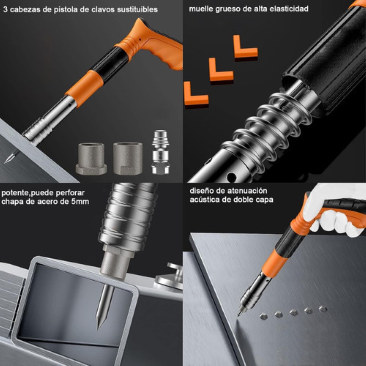 Pistola De Fijación De Pared De Clavos C/100 Clavos Portátil