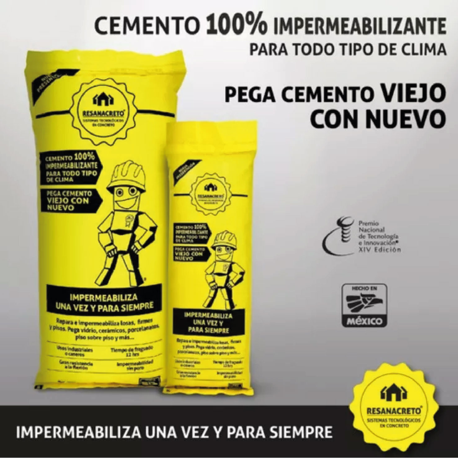 Resanacreto Gris Impermeabiliza, Construye Y Restaura - 1 Kg