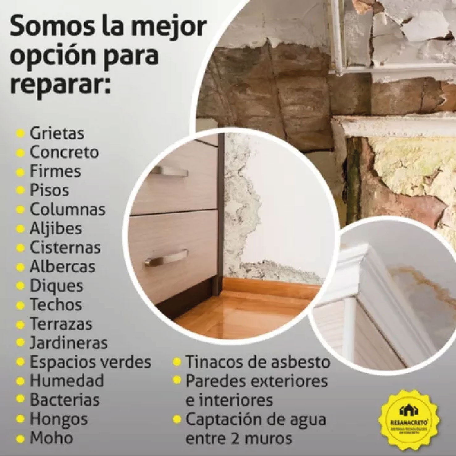 Resanacreto Gris Impermeabiliza, Construye Y Restaura - 1 Kg