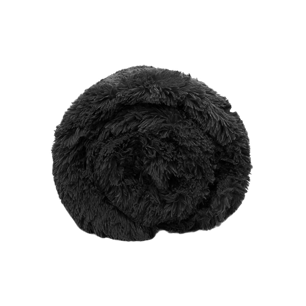 Cobertor pelo alto Negro matrimonial borrega afelpado Suave