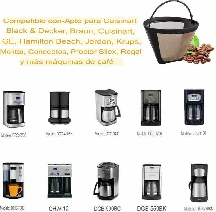 Filtros Para Cafetera Cafe Reutilizable Conico 6 A 12 Tazas 2pcs