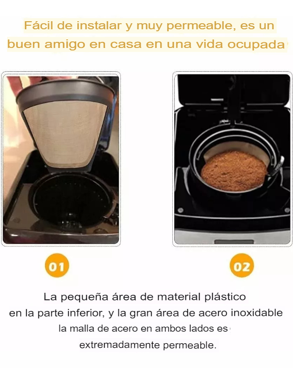 Filtros Para Cafetera Cafe Reutilizable Conico 6 A 12 Tazas 2pcs