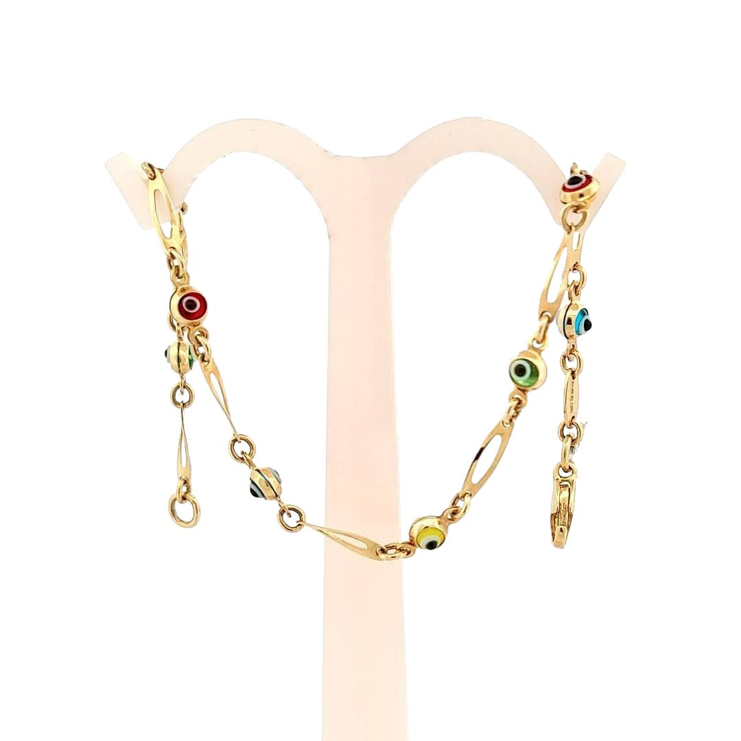 Pulsera Ojo Turco Colores Oro 10 K + Obsequio .