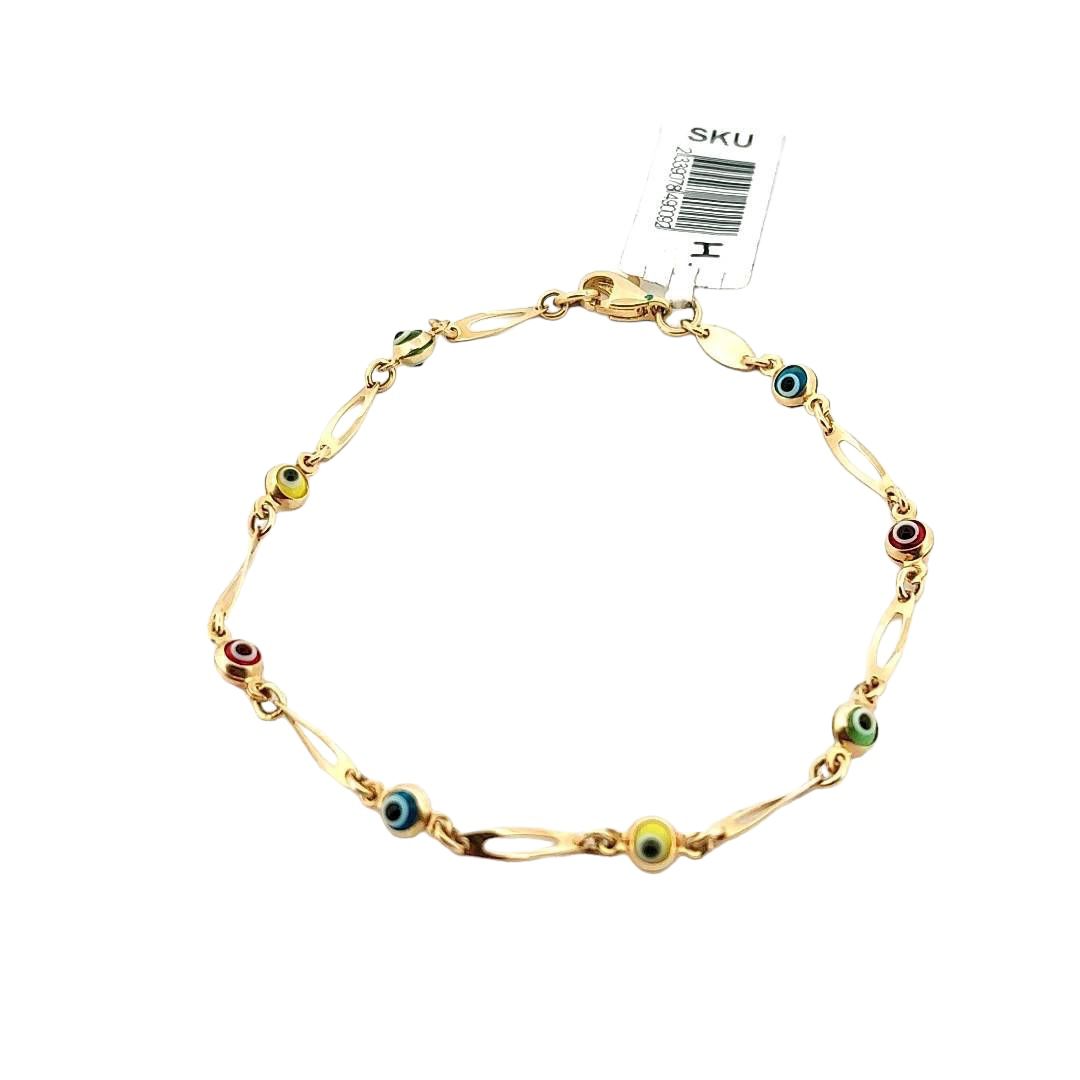 Pulsera Ojo Turco Colores Oro 10 K + Obsequio .